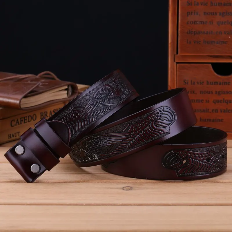 coffe without buckle Новинка, ремень с орлом для мужчин, ремни, роскошный спилок, натуральная кожа, дизайнерский ремень для мужчин, высокое качество, коричневый, кофейный, верблюжий, ястреб, золотой, 115 - Цвет: coffe without buckle