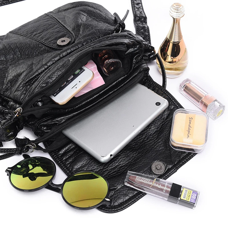  MINIFOUS Small Women Messenger Bag Washed Soft PU Leather Crossbody Bags Vintage Handbag Designer F - 4000244902707