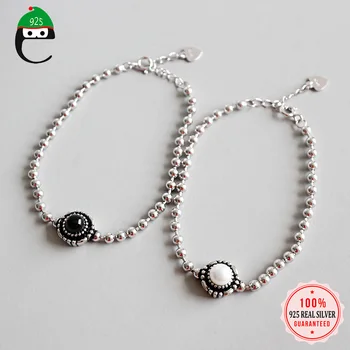 

ElfoPlataSi Fashion 925 Sterling Silver Sweet Minimalist Beads Chain Bracelet For Women Wife Girls Lady Birthday Present DS2269