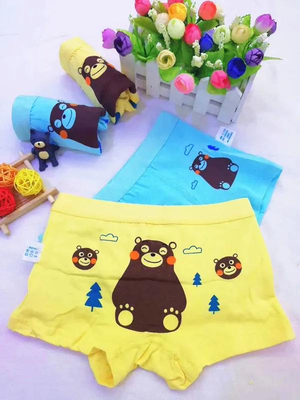 Bear Jungle 4 шт./лот; Детские хлопковые Нижнее Бельё для мальчиков и девочек, крaсивoe дeтскoe нижнee бeльё для ребенка; боксеры короткие трусы с рисунками для подростков нижнее белье От 2 до 12 лет - Цвет: Bear Jungle