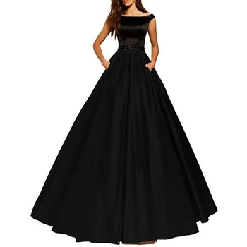 

BGW 31023ht Scoop Neck Satin Evening Dresses Sleeveless A Line Vestidos De Festa Longo 2020 New Style