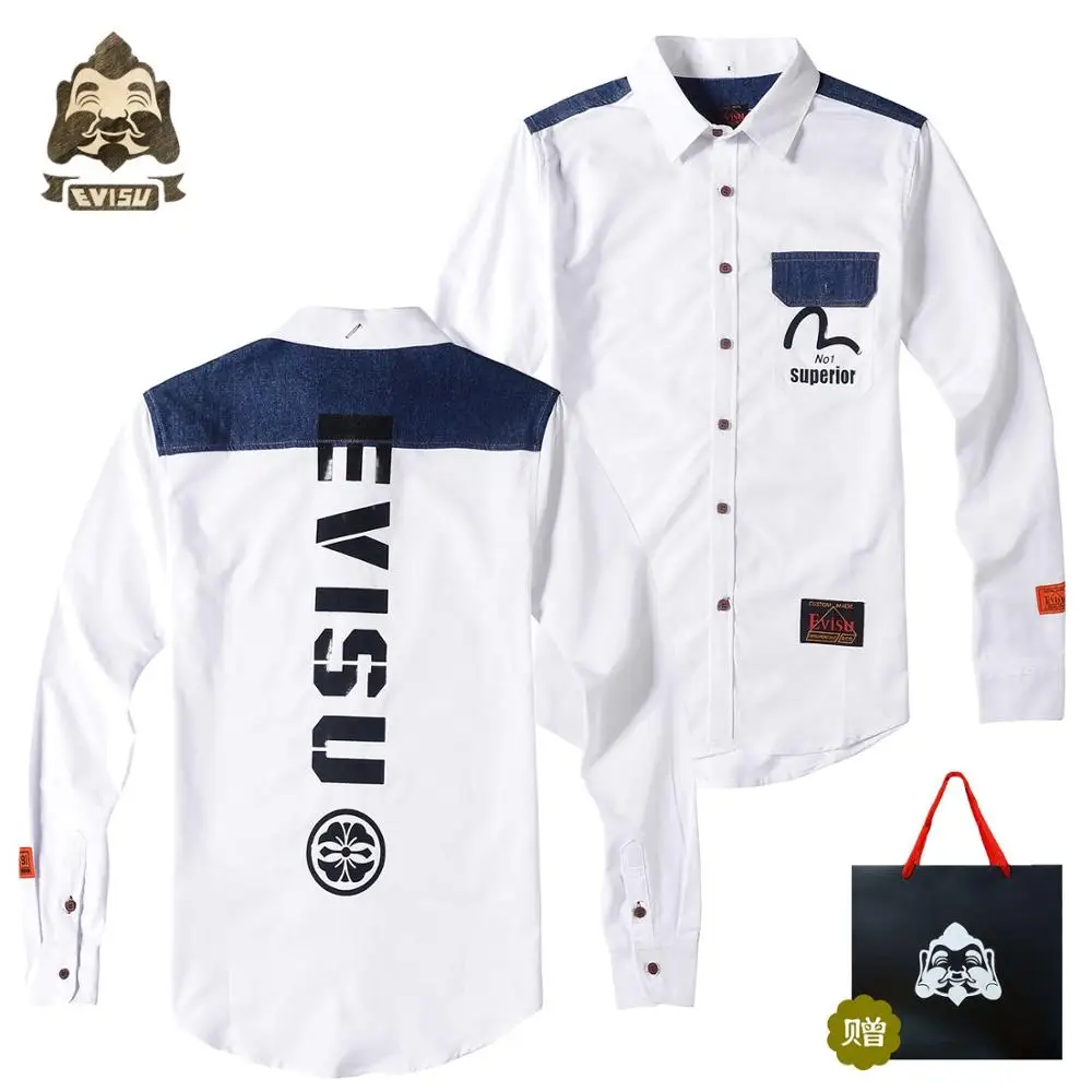 Tide бренд Evisu новая аутентичная хлопковая модная дышащая мужская рубашка дикая