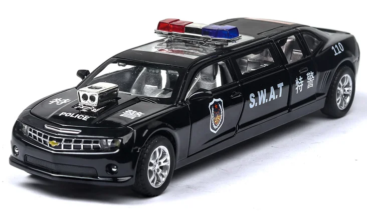 Удлиненная 1:32 литая под давлением Модель автомобиля игрушки растягивающийся лимузин с вытягиванием назад звуковой светильник для детей игрушки - Цвет: H