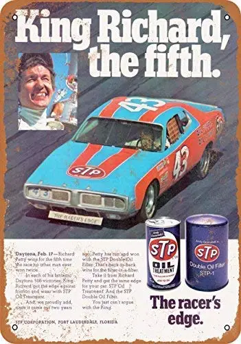 

Tin Sign New Aluminum 1976 Richard Petty for STP 11.8 x 7.8 Inch