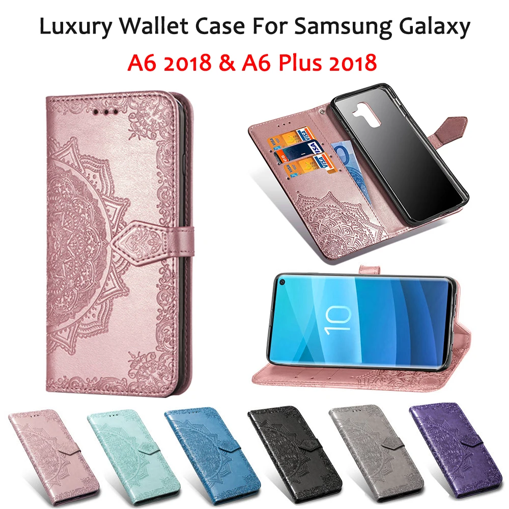 Чехол-раскладушка кожаный чехол для телефона для samsung Galaxy A6 плюс ...