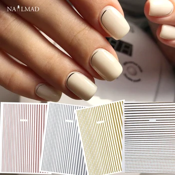 

1 Sheet Gold 3D Nail Sticker Curve Stripe Narrow Lines Nails Stickers Adhesive Striping Tape Manicure Rose Gold Stickers Decals