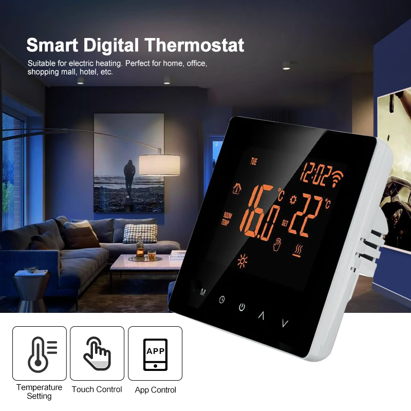 Home Programmable Wifi Wireless Heated Digital Thermostat LCD Screen App