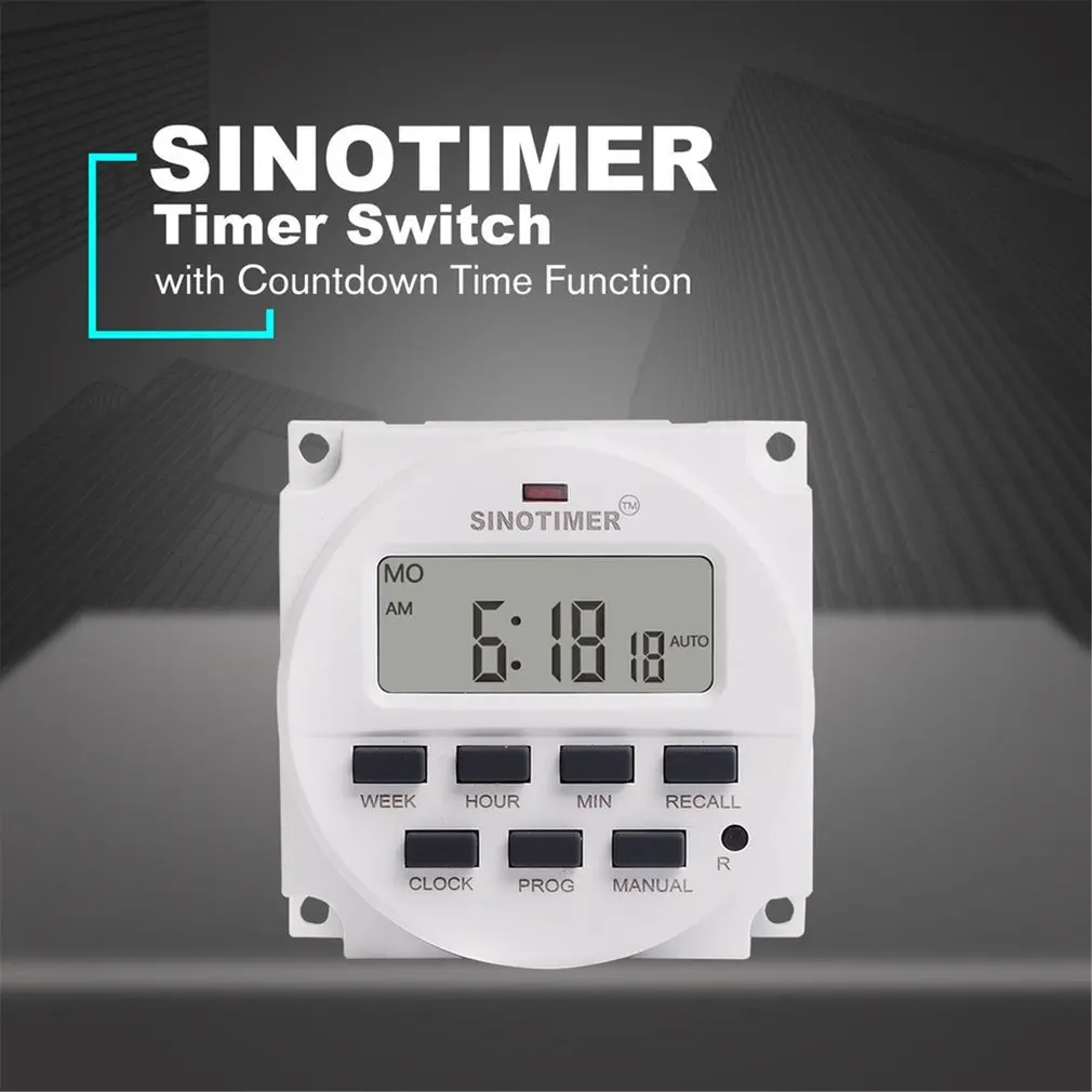 SINOTIMER TM618N-2 220V ЖК-дисплей цифровой AC программируемый таймер Выключатель с UL реле внутри с обратным отсчетом времени Функция