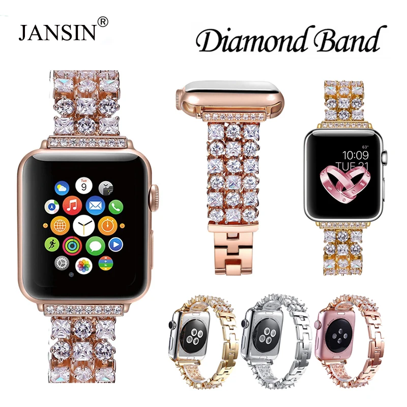 

Luxury Diamond Jewelry Strap For Apple Watch Band 42mm 38mm Bling Stainless Steel Metal Bracelet For Apple Watch band 40mm 44mm