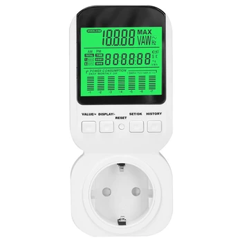 

White Large Digital Display Power Measure Meter Smart Socket Outlet New High-Quality (Eu Plug)