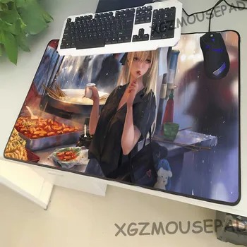 

XGZ Russia Large Size Mouse Pad Black Lock Side Cartoon Snack Street Pure Girl Laptop PC Table Mat Rubber Non-slip Universal