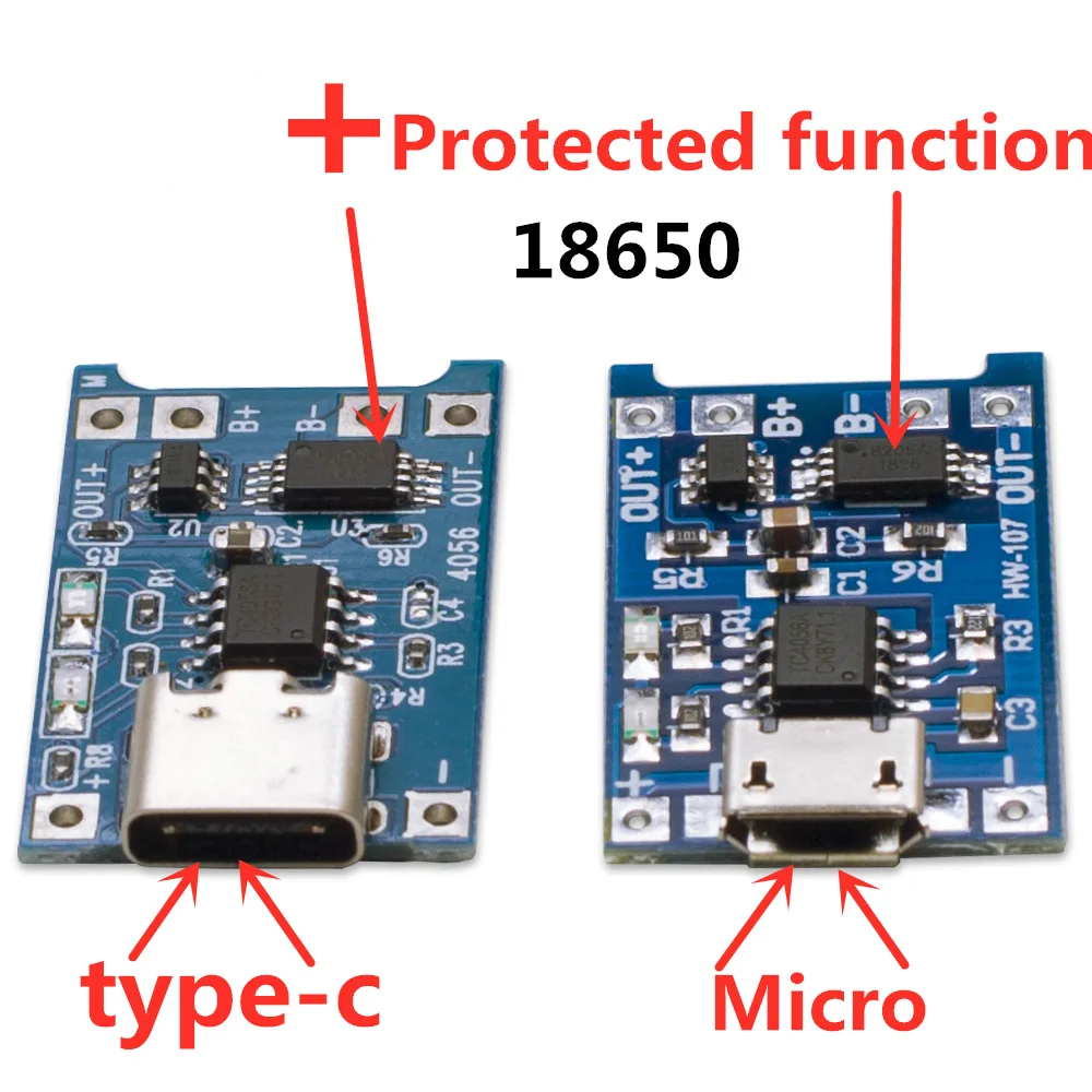 1 шт. 5 в 1A Micro USB 18650 type c литиевая батарея зарядное устройство Модуль + защита двойной функции TP4056 18650|Интегральные схемы|   | АлиЭкспресс