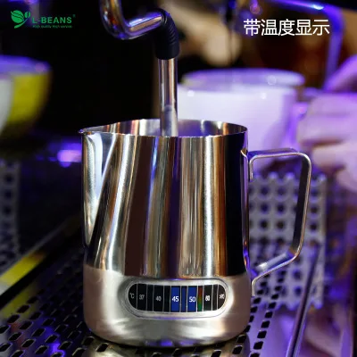 Best Selling 600ML Frothing Pitcher Pull Flower Cup Stainless Steel Coffee Milk Mugs Milk Frothers With Temperature Display