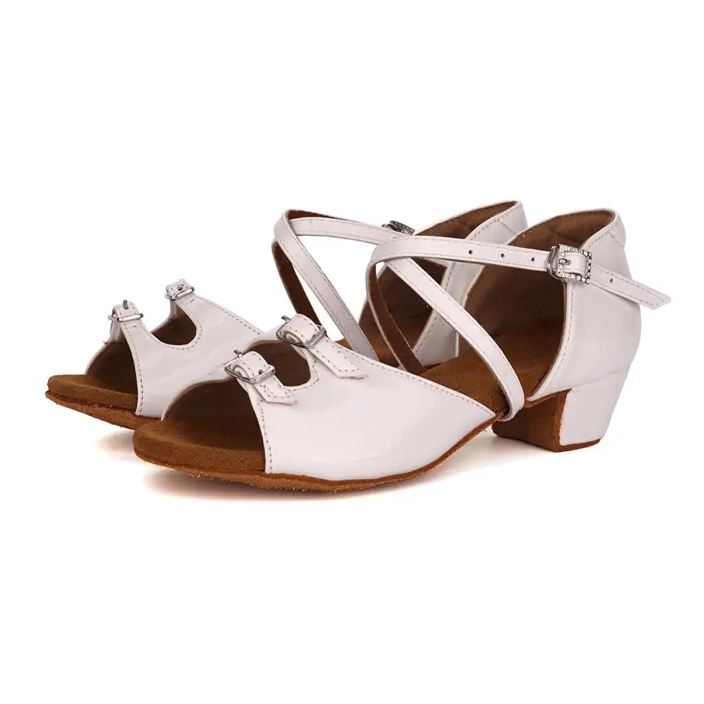 Children's Dance Shoes Girls Women Latin Dance-shoe Ladies Ballroom Modern Tango Dancing Performance Shoes Rhinestone Buckle