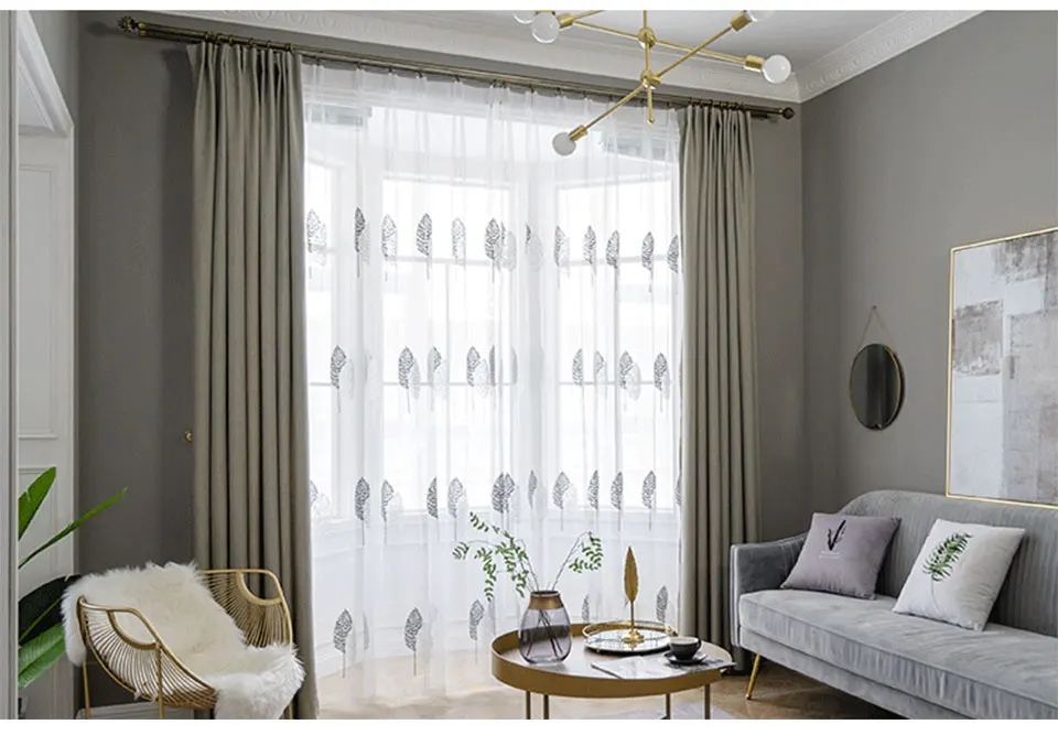 Tulle Window Curtain for Living Room Bedroom Sheer Curtains for Kitchen Modern Embroidered Window Screening  Voile Curtains