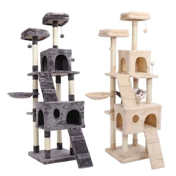 

RU Domestic Delivery Cat Climbing Tree Scratching Wood Frame Cat Playing Training Product Kitten House Hammock Cat For Fun