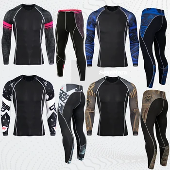 

New Compression Men's underwear Sport Suits Quick Dry Running Sets Clothes Joggers Training Gym Fitness Rashgard Long Johns