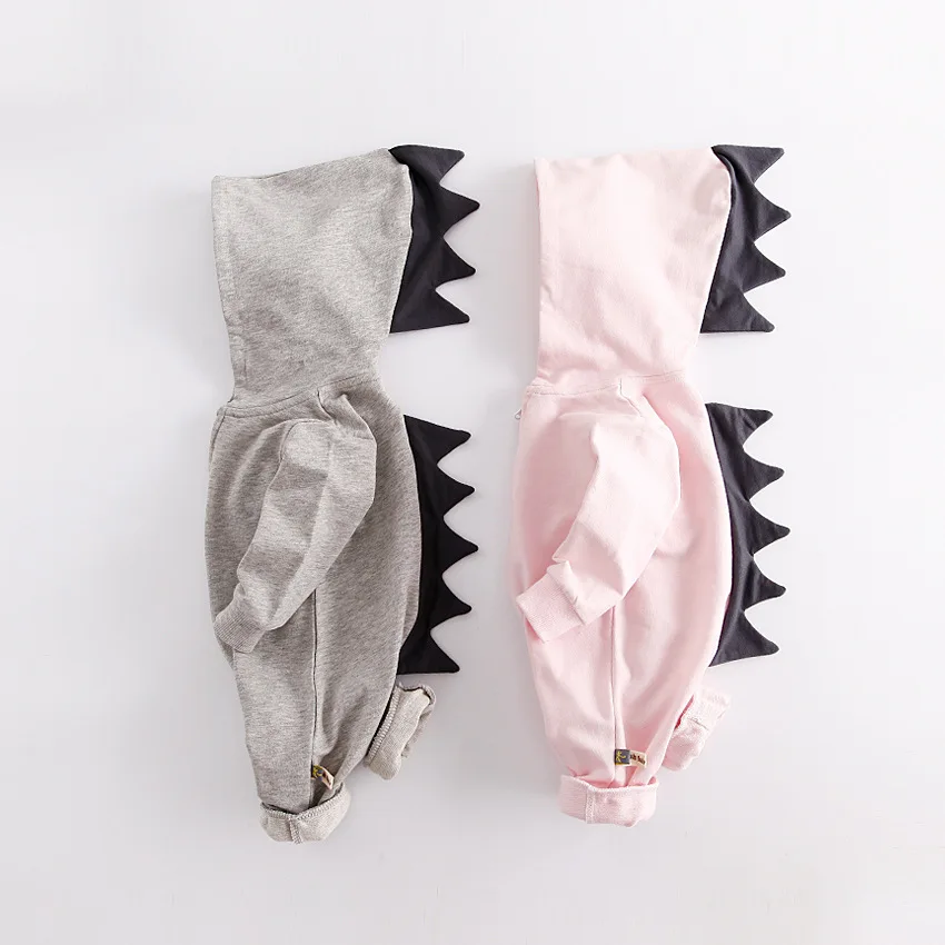 

New baby clothes newborn personality funny dinosaur tricolor jacket boy girl cotton hooded long sleeve jumpsuit climbing suit