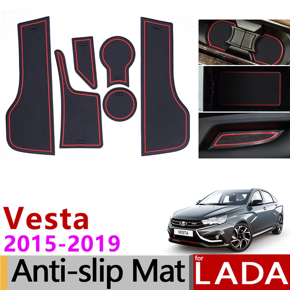 Противоскользящие ворота Слот коврик чашки резиновые колодки коврик для Lada Vesta BA3 I аксессуары наклейки с логотипом 6 шт