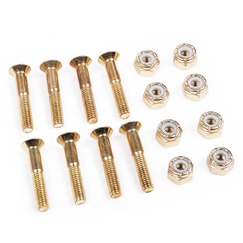 

8Pcs Medium Carbon Steel Bridge Nail Skateboard Cross Half Replacement Skateboard Hardware Screw Set Longboard Screws Nuts
