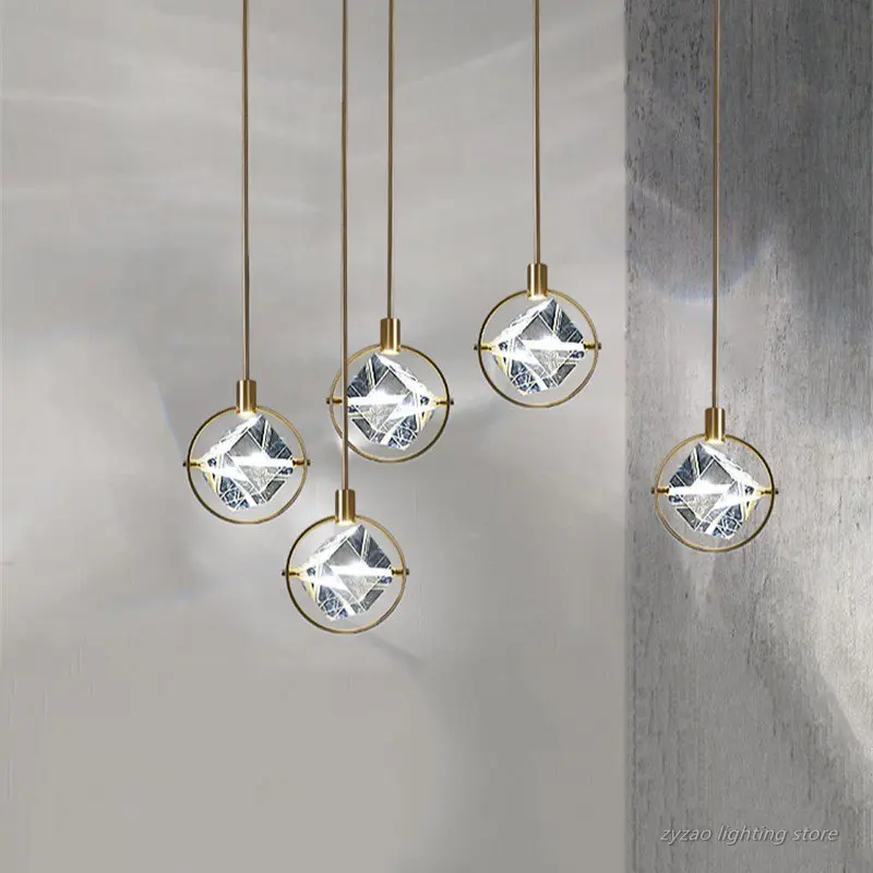 Post-Modern Bedroom Bedside Pendant Lights Nordic Luxury Simple Style Bar Aisle Restaurant Crystal LED Hanglamp Living Room Lamp afbeelding