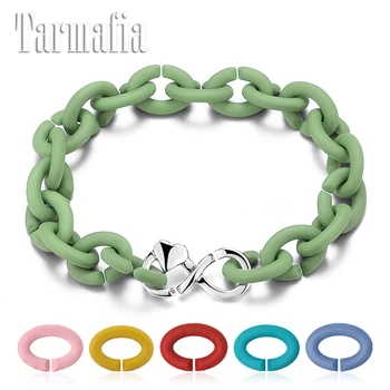 

Fashion Colorful Rubber X Bracelet for Men Women Jewelry Simple Personality Style 21cm Hard Rubber Ring Link Chain Bracelets
