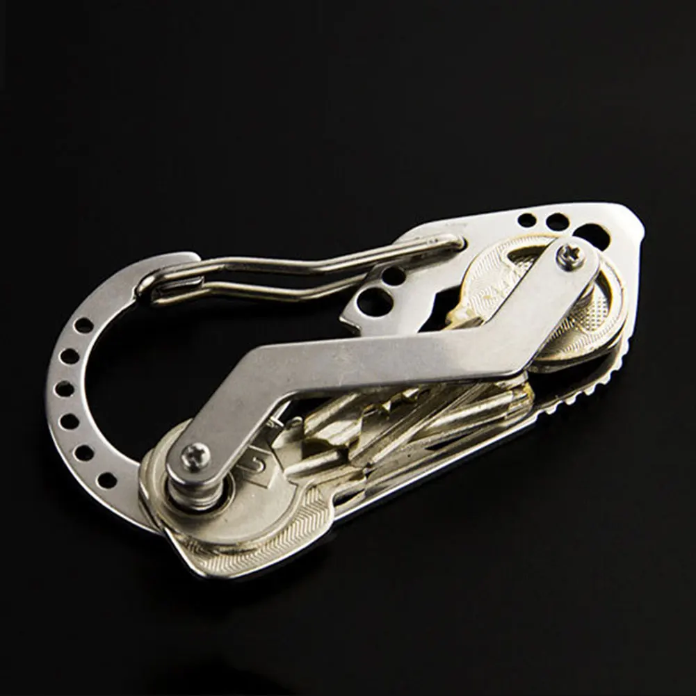 

Outdoor Keychain Tools Multifunction Carabiner Gear Stainless Steel Wrench Bottle Opener For Camping Hiking Steel Keychain