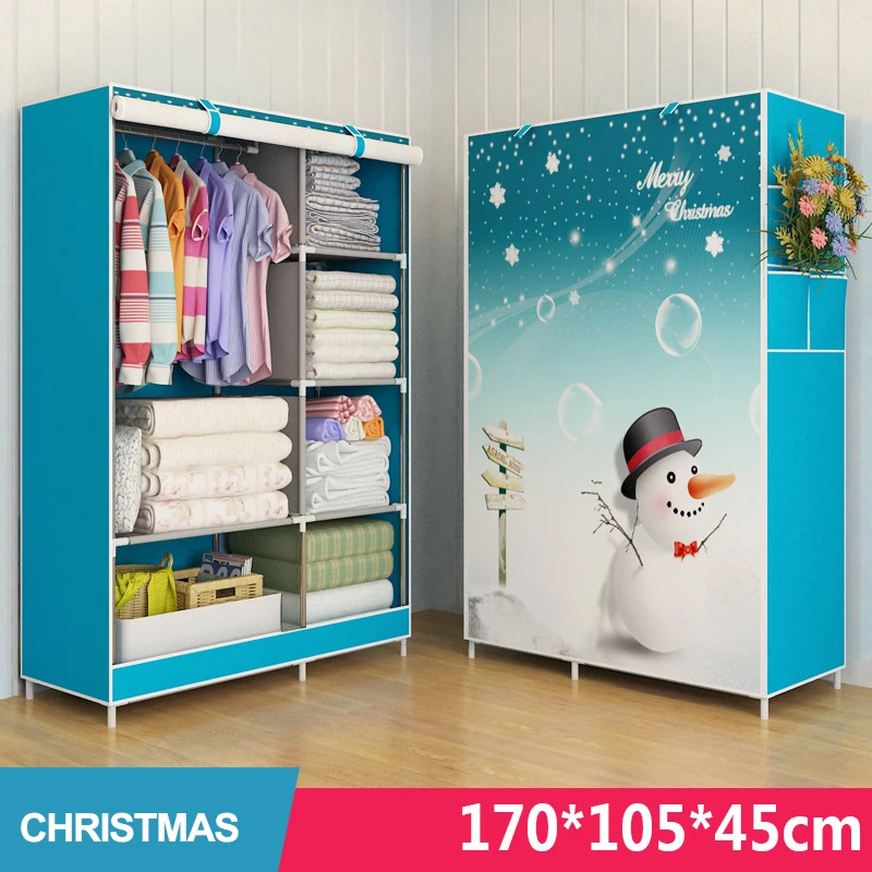 Bedroom Multipurpose Non-woven Cloth Wardrobe Folding Portable Fabic Clothing Storage Cabinet Dustproof Home Furniture Cartoon