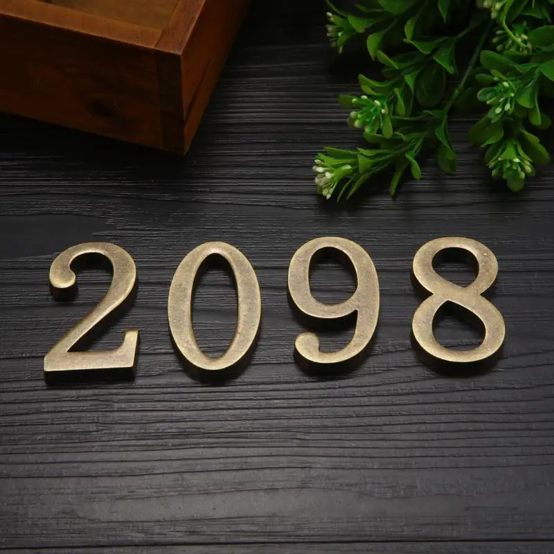 Retro Metal Bronze House Number Door Plate Custom Sign Door Number Sticker Plaque Hotel Apartment Villa Home Plate for house number signs,house numbers,number plate,door signs