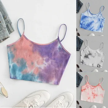 

Fashion Seamless Sexy Slim Bra Angel Tie-dyed Summer Camisole Women's Sexy Streetwear Short Cropped Navel Sports Bra Tops