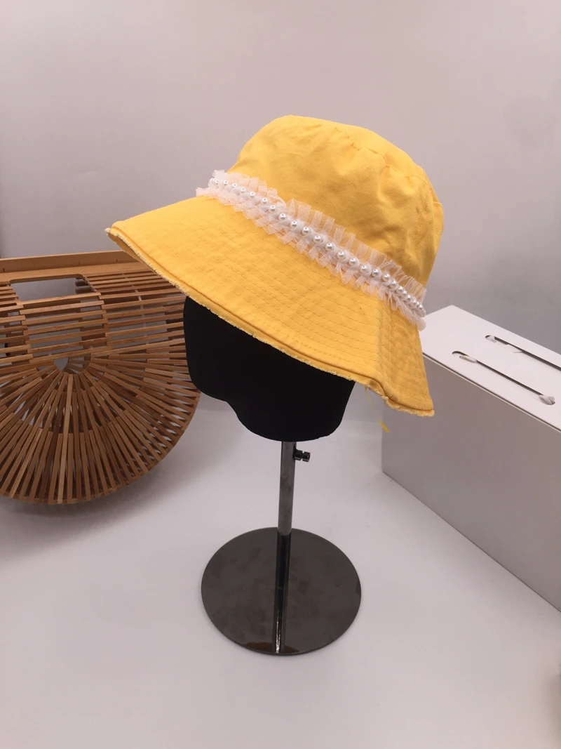 Ранняя осень 2019 хлопок японское ведро шляпы чистый цвет кружева Элегантный перламутровый чайник кепки прекрасный солнце