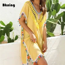 NEW Tassel Beach Dress Fringe Cover Up Ladies Yellow Beachwear 2020 Summer Women Chiffon Tassels Swimsuit Cover Ups White Black NEW Tassel Beach Dress Fringe Cover Up Ladies Yellow Beachwear 2020 Summer Women Chiffon Tassels Swimsuit Cover Ups White Black