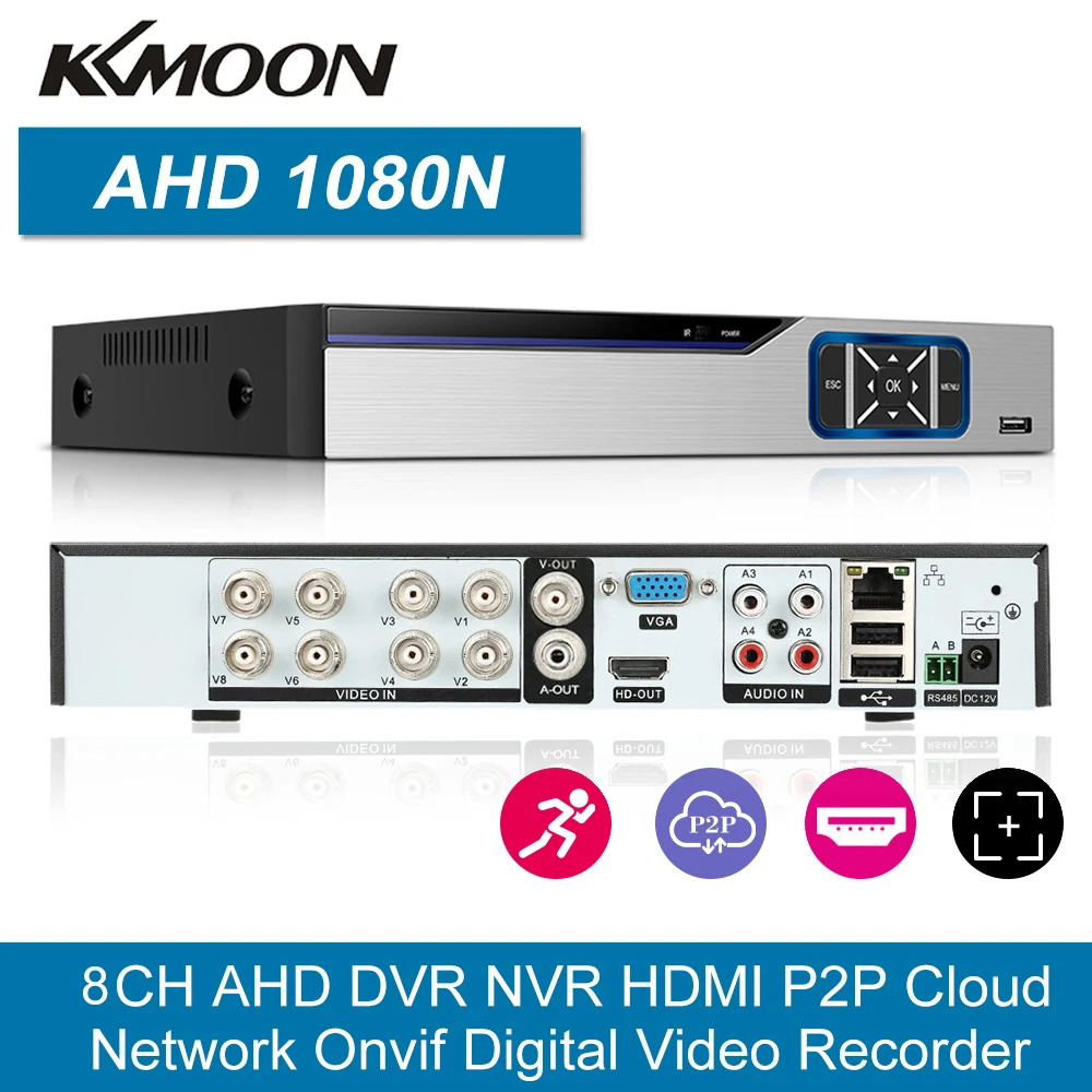 8CH 1080P Гибридный AHD/ONVIF CCTV цифровой видеорегистратор DVR P2P удаленный мониторинг