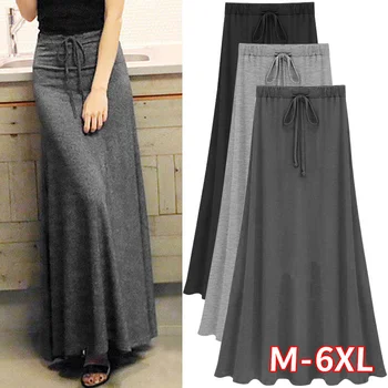 

Womens Elastic Waist Plus Size A-line Skirts Hip Slim Long Loose Sheds Split Skirts Large Size Knitted Skirts