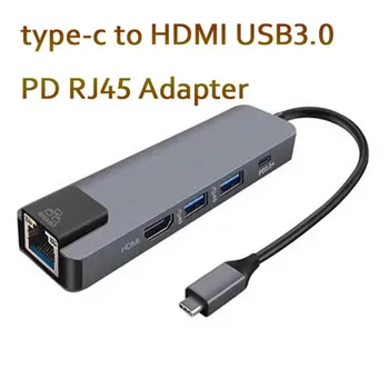 

Type-C HUB Wired USB 3.0 Multi-function PD charging USB-C hub RJ45 USB Splitter Dock for Mac Book Pro Windows HDMI port adapters
