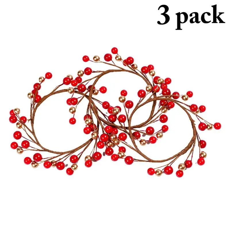 

Рождественский венок из искусственных ягод, мини-кольцо Свеча-гирлянда, обруч-венок, Рождественский Декор для домашнего декора, 3 шт.
