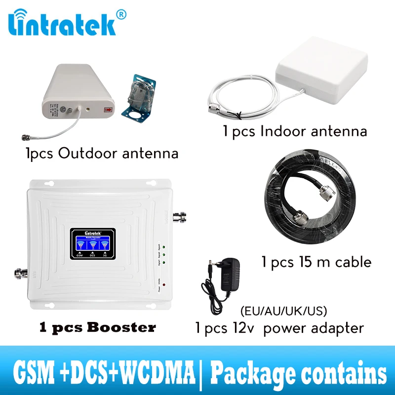 Репитер 2g 3g 4g gsm усилитель сигнала ретранслятор трехдиапазонный 900 1800 2100 DCS WCDMA GSM усилитель мобильного сигнала+ антенный кабель