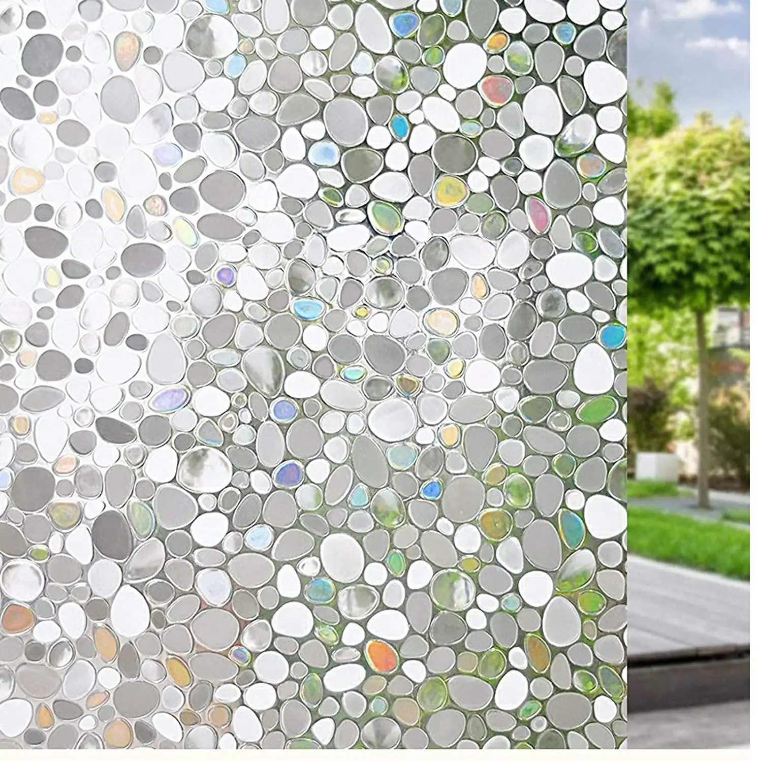 

BUNPIG Decorative Stained Window Film Static Self Adhesive Privacy Protective Glass Sticker Vinyl Window Covering for Home Door