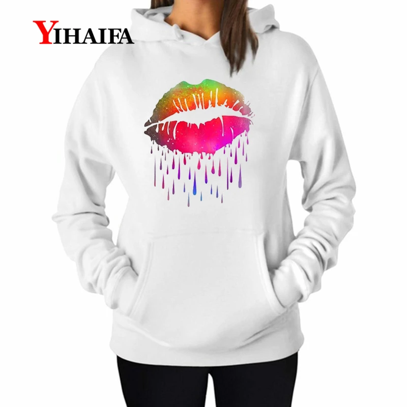 

YIHAIFA Harajuku Women Hoodies Galaxy mouth Print itself Sweatshirt Long Sleeve Ladies Pullover Jumper Blouse