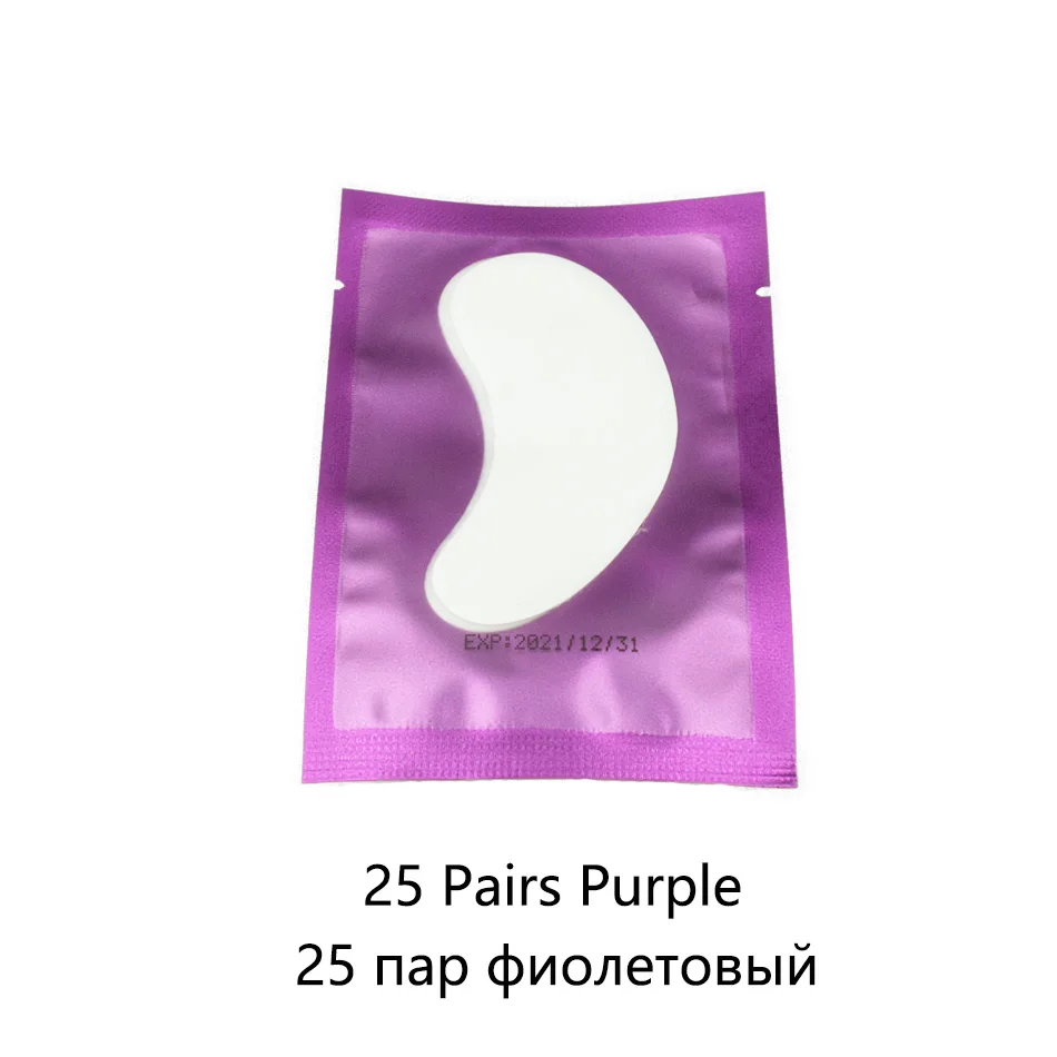 25 Pairs Purple Бумажные накладки для наращивания ресниц 25 пар подушечки для ресниц под глазные накладки привитые наклейки для глаз без ворса кончики для глаз женский инструмент для макияжа - Цвет: 25 Pairs Purple