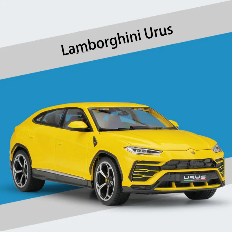 Bburago литая модель автомобиля 1:18 SUV Urus внедорожный металлический сплав Высокая имитационная машина с базой Игрушки для мальчиков подарки для мальчиков - Цвет: Yellow with box