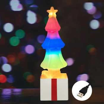 

Christmas Night Light USB Powered Lights Xmas Tree Shape LED Bedroom Lamp Festival Party Bedside Dinner Table Desk Lights