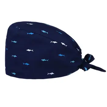 

Pure Cotton Printed Cap Hairdresser Tip Binding Hats Patterns Physician Nurse Cap Breathable Sweat Absorbing Doctor Nurse Cap
