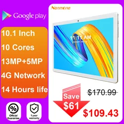 Tablette Android de jeu 4G, 10.1 pouces, avec GPS, 13mp, couverture métallique, longue durée de vie, Deca Core 10, Version internationale, bon marché 