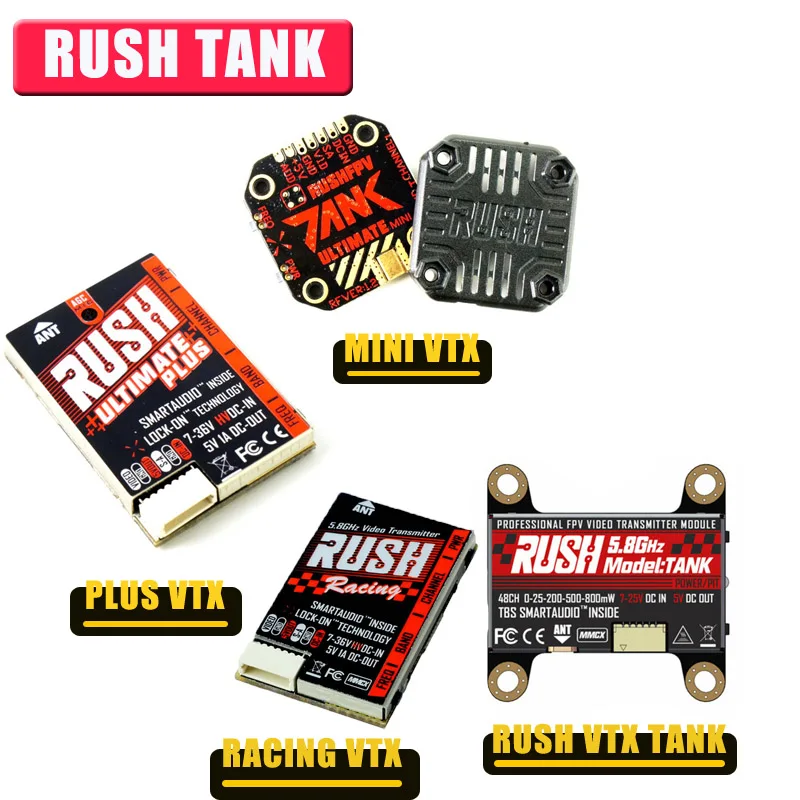 

RUSH TANK MINI Plus Racing VTX 48CH RaceBand 0/25/200/500/800mW Switchable 20*20 Stackable FPV Transmitter VTX For RC Drone FPV