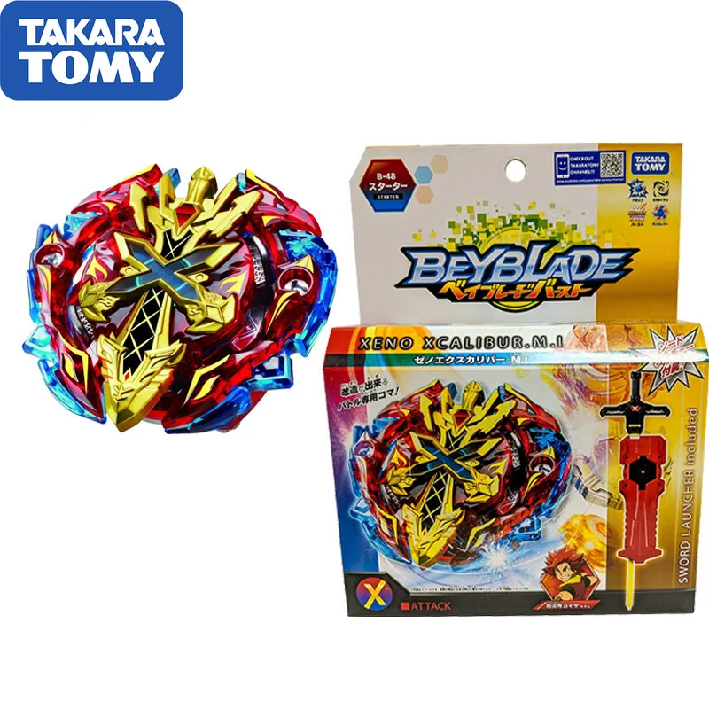 

Genuine Takara Tomy Metal Fusion Beyblade Burst Toys B-48 M.I New Holy Sword with Launcher Pack Gyro Spinning Top