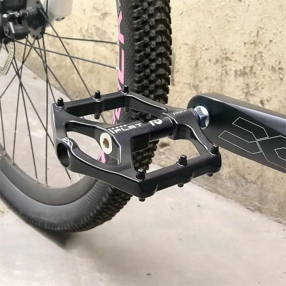 Алюминиевые велосипедные педали для MTB, нескользящая велосипедная педаль, герметичный подшипник, плоская платформа, противоскользящая велосипедная педаль, велосипедная часть - Цвет: Black