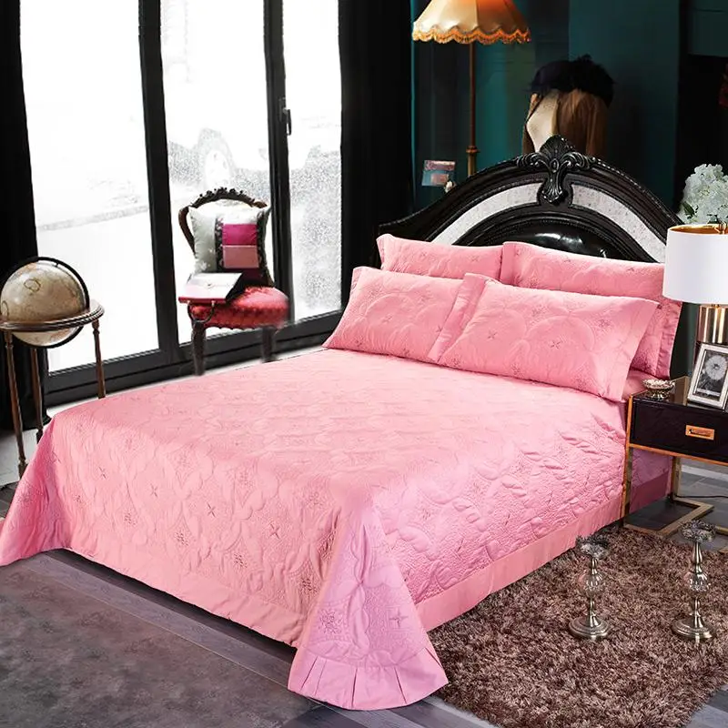 3Pieces King size Luxury 600TC Egyptian Cotton Quilted Bedspread Bed coverlet set with Match Pillowcase Multi Solid Color - Цвет: Color 12
