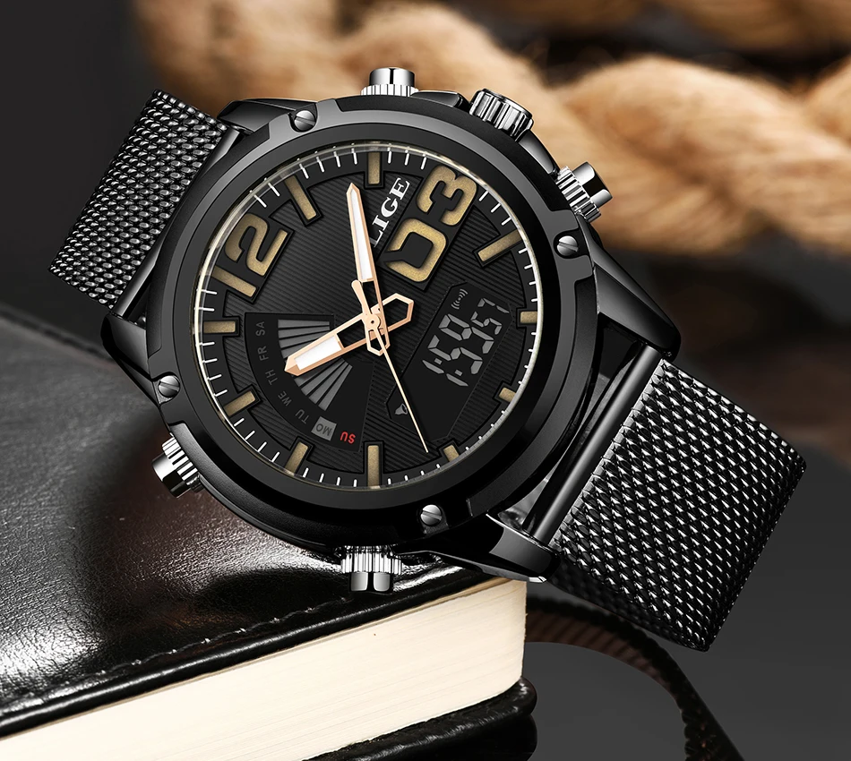 2019 новые мужские часы армейские военные аналоговые цифровые часы лучший бренд класса люкс LIGE модные часы мужские водонепроницаемые