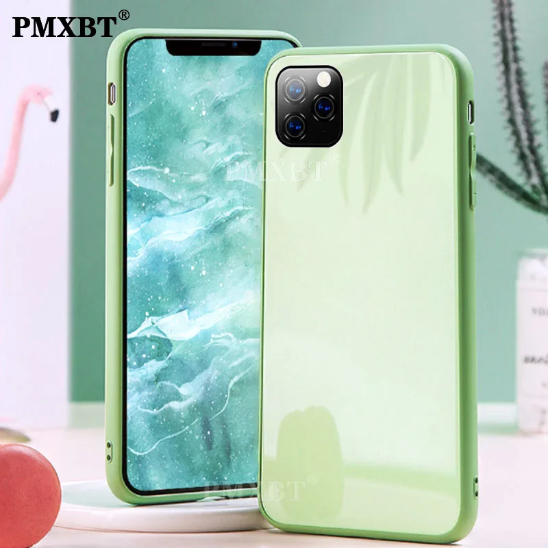 Роскошный зеркальный рамочный чехол для телефона из закаленного стекла iPhone 11 Pro SE